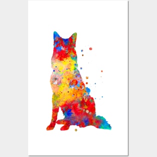 Belgian Malinois Dog Watercolor Painting Posters and Art